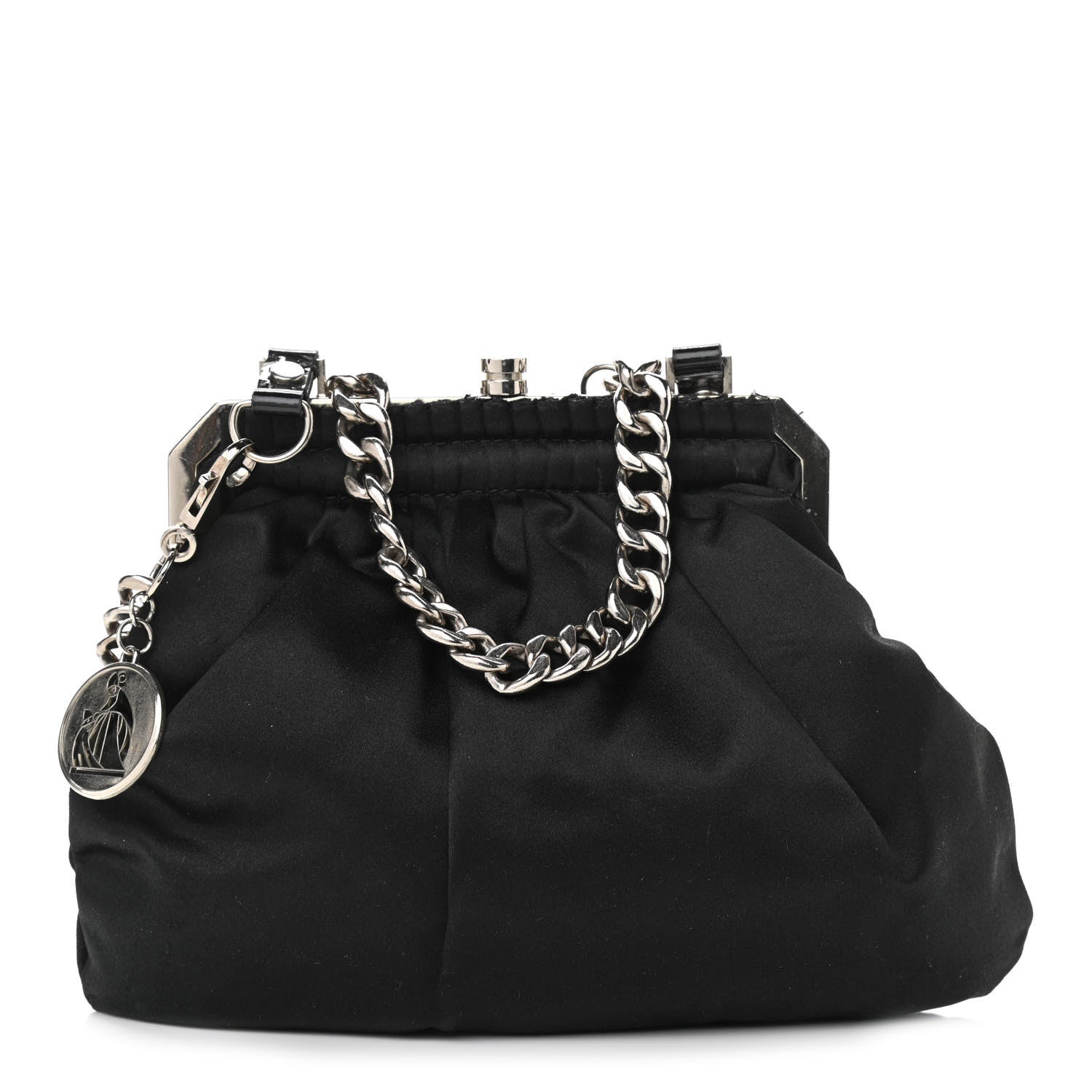 Lanvin Satin Pleated Clutch Black 1 of 10