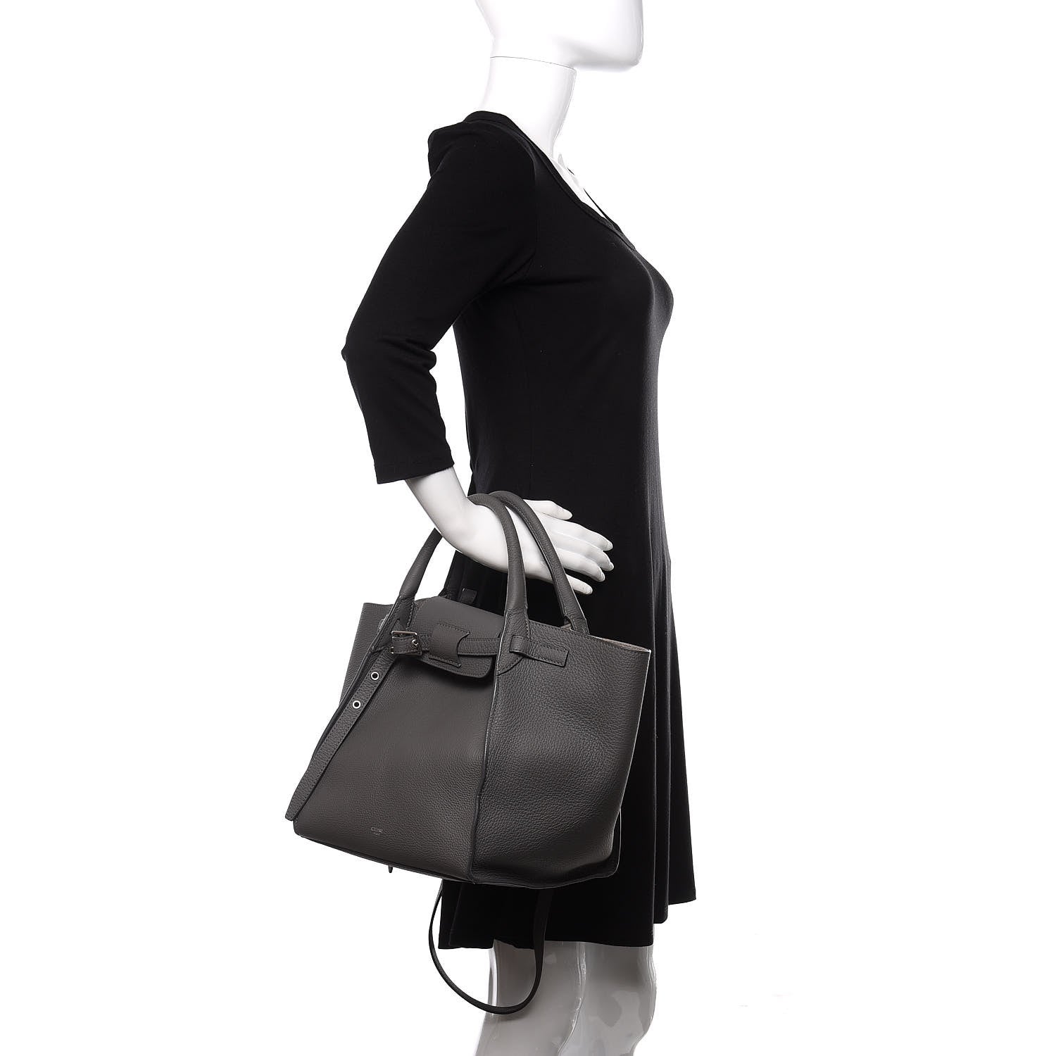 Celine Supple Grained Calfskin Long Strap Small Big Bag Gray 3 of 12
