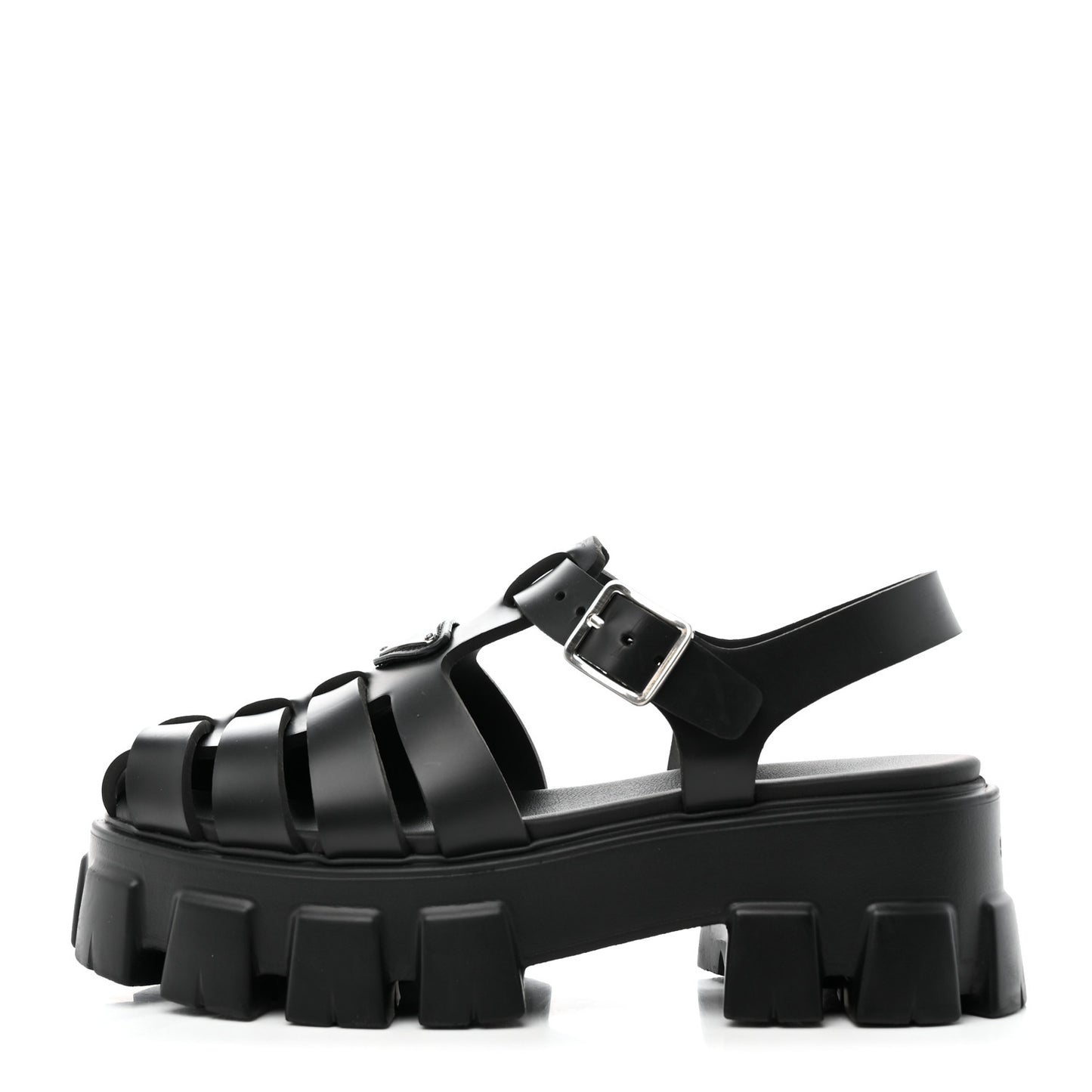 Foam Rubber Triangle Logo Monolith 55mm Cage Sandals 38 Black