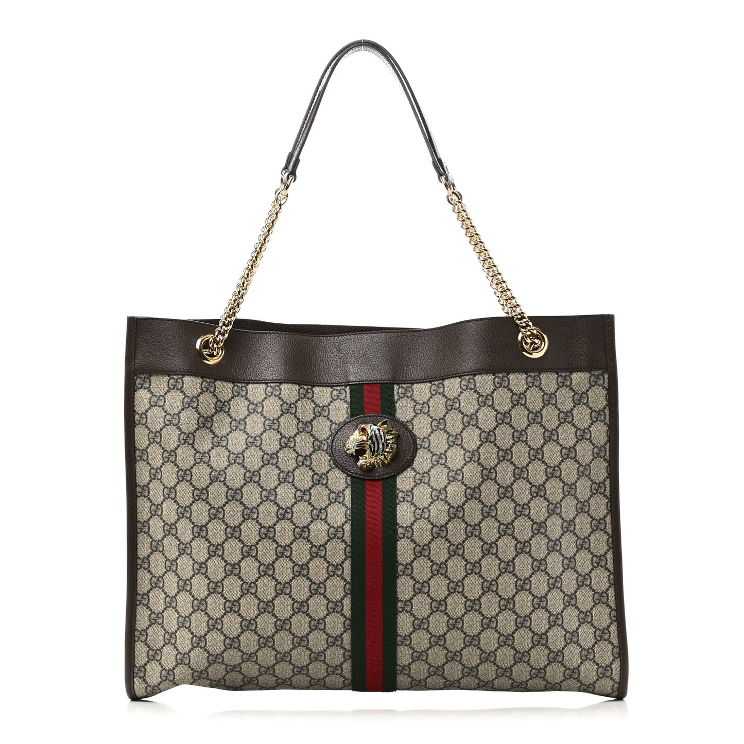 GG Supreme Monogram Large Rajah Chain Tote Beige New Acero