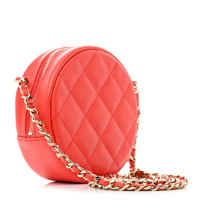 Chanel Caviar Quilted Round Clutch With Chain Red 3 of 10