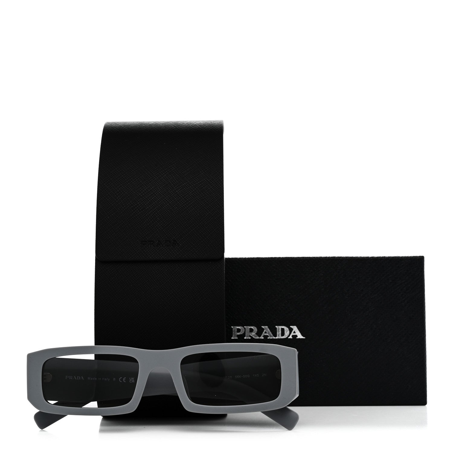 Prada Acetate Rectangular Sunglasses SPR D09-D Matte Cement 7 of 7