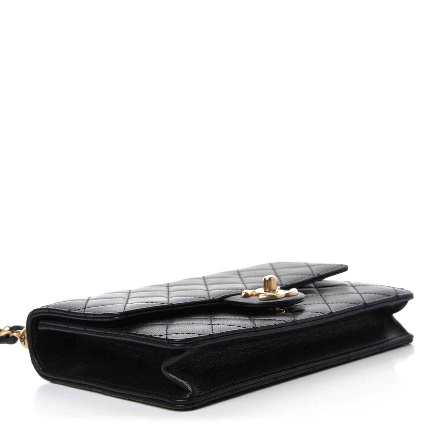 Lambskin Quilted Small Chic Pearls Flap Black