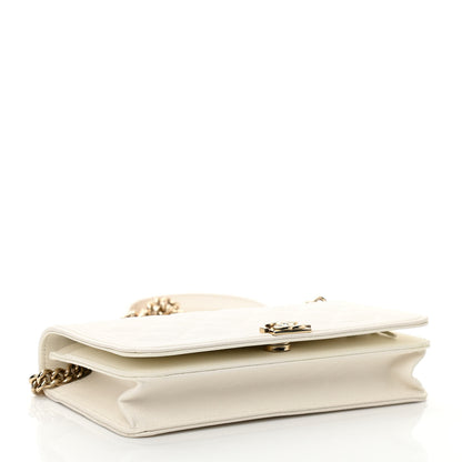Chanel Caviar Quilted Boy Wallet On Chain WOC White 4 of 12