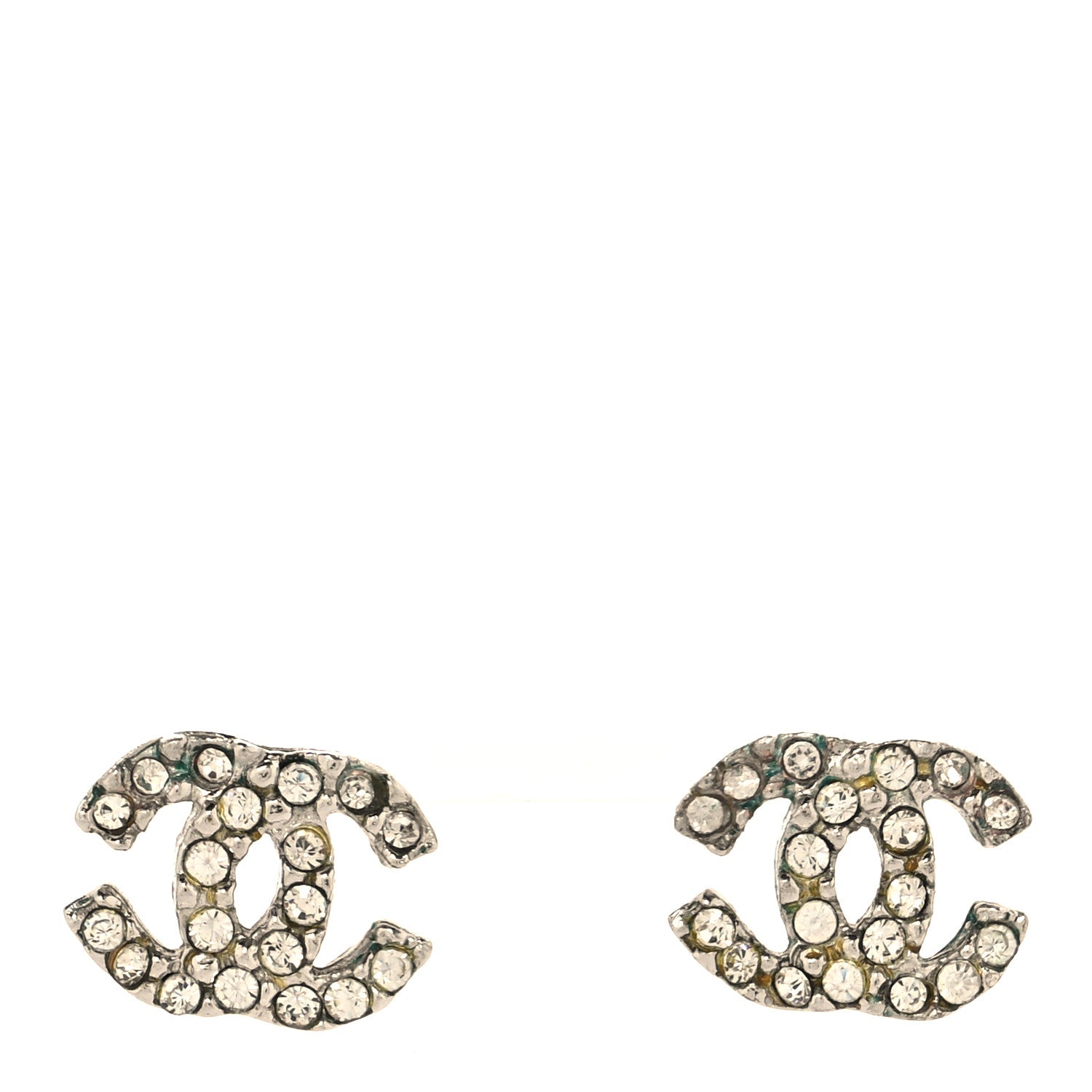 Chanel Crystal CC Earrings Silver 1 of 5