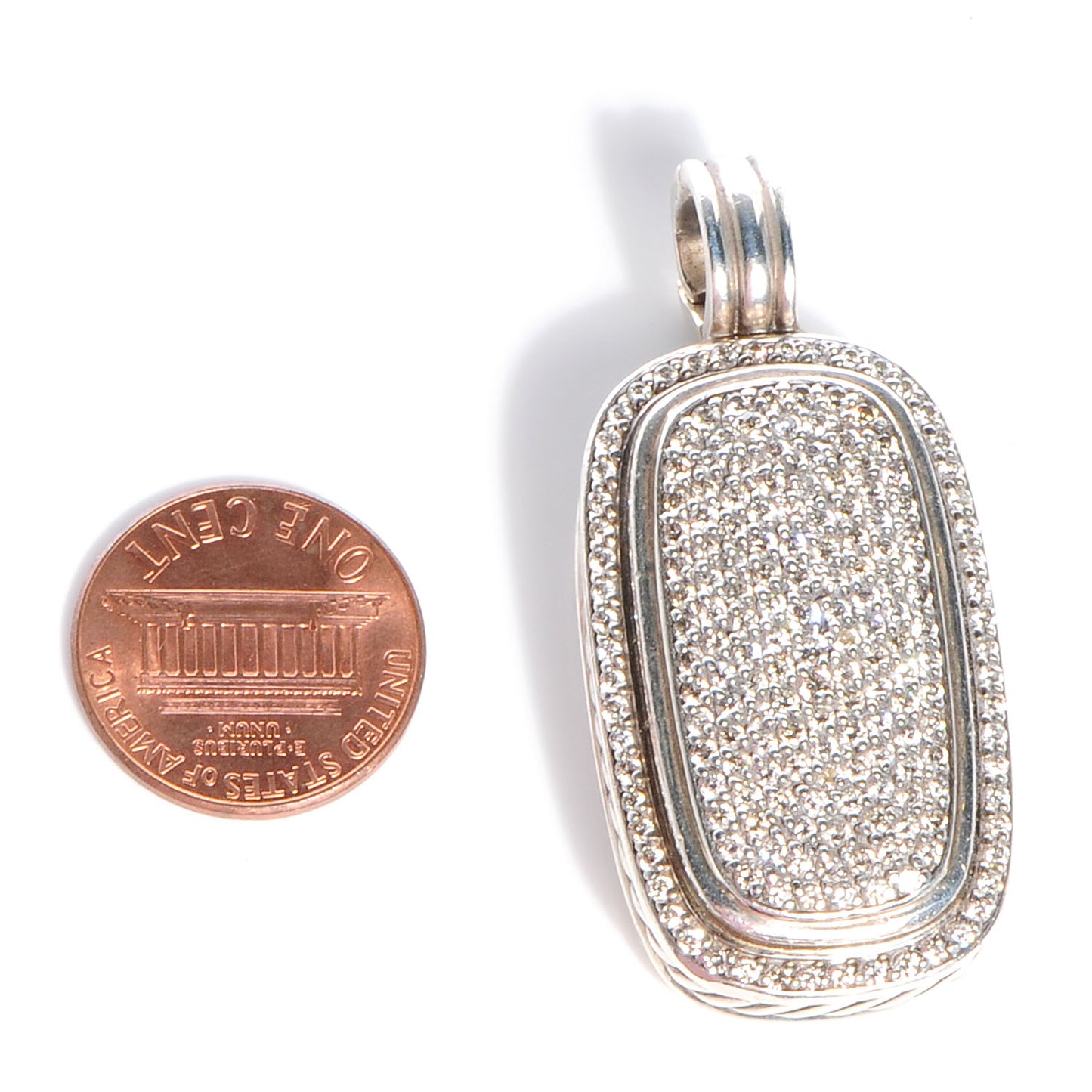 Sterling Silver Pave Diamond Enhancer Necklace Pendant