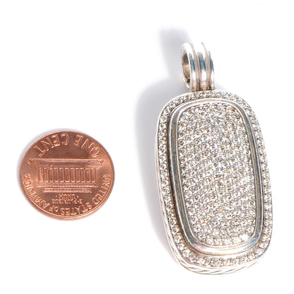 David Yurman Sterling Silver Pave Diamond Enhancer Necklace Pendant 2 of 5