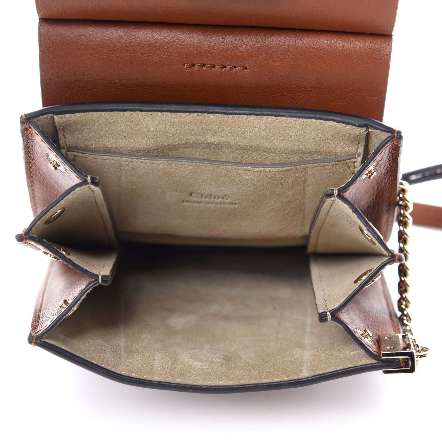 Chloe Suede Calfskin Mini Faye Bracelet Bag Tobacco 5 of 10