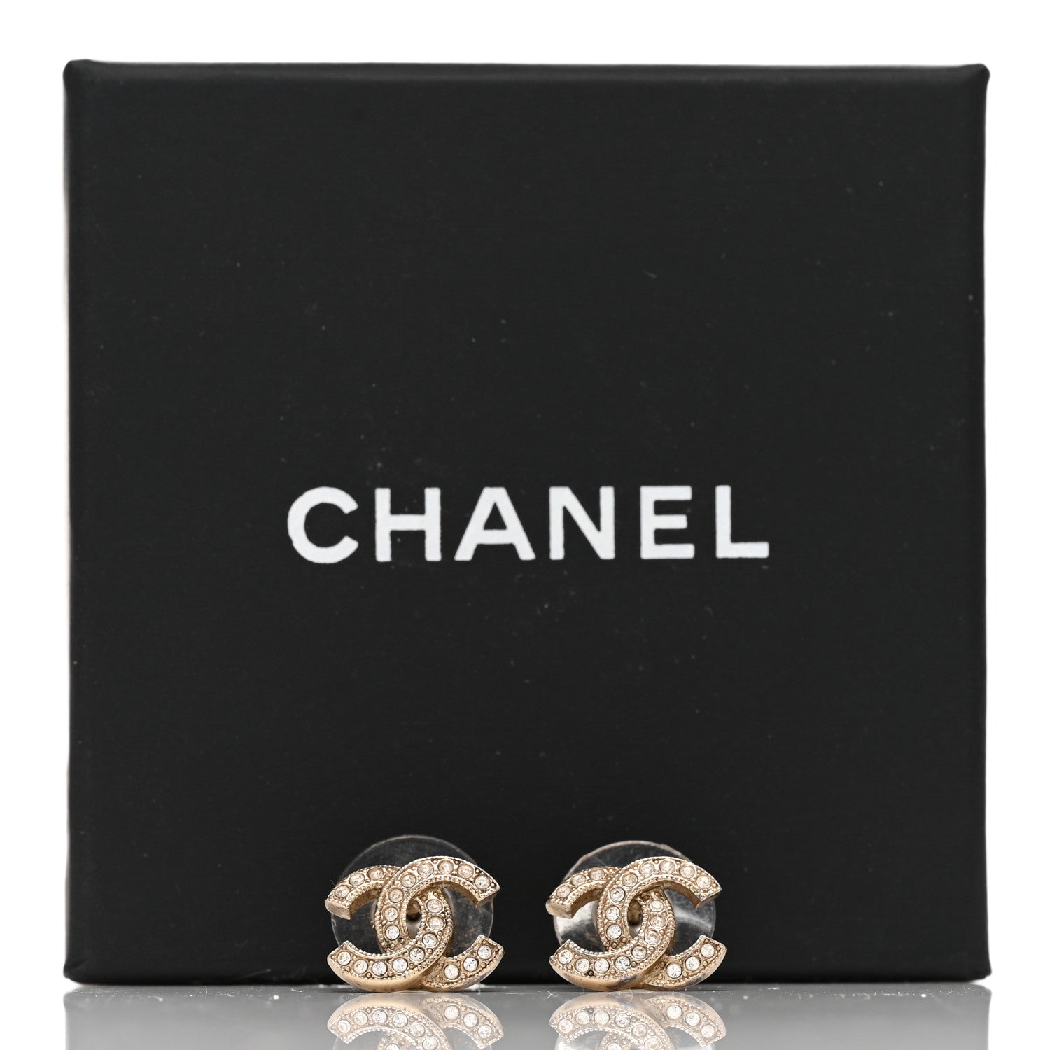 Chanel Crystal CC Earrings Gold 5 of 5