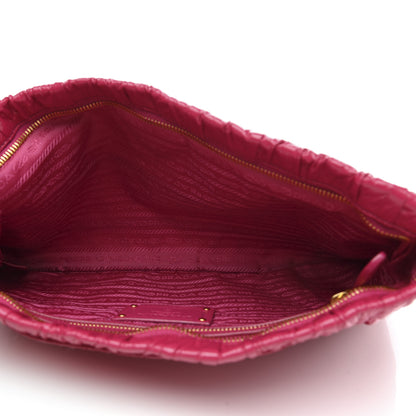 Prada Nappa Gaufre Ruched Clutch Begonia 5 of 8