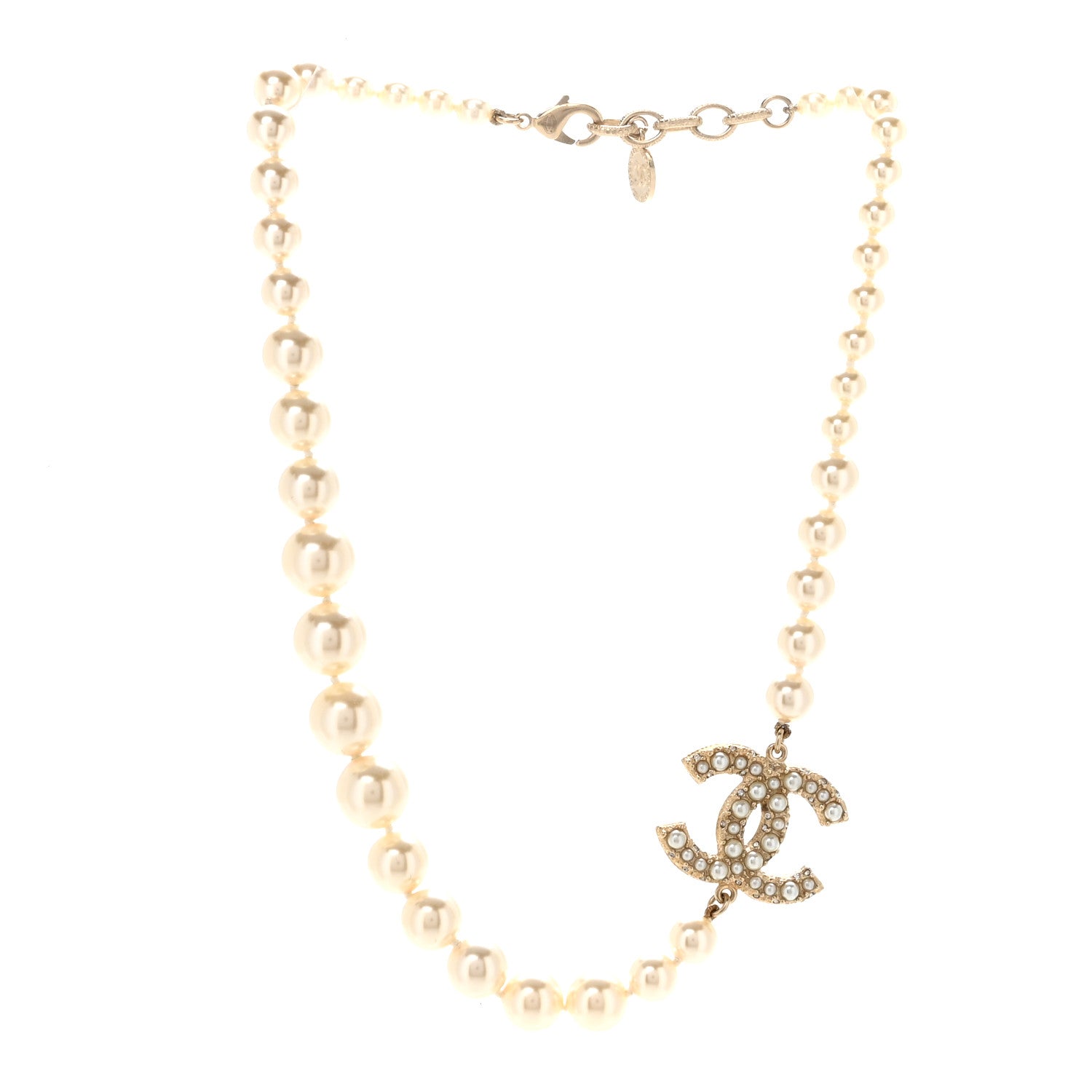 Chanel Pearl CC 100th Anniversary Necklace Light Gold 3 of 7