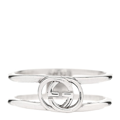 Gucci Sterling Silver 6mm Interlocking G Open Band Ring 50 5.25 1 of 5