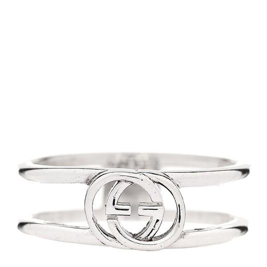 Sterling Silver 6mm Interlocking G Open Band Ring 50 5.25