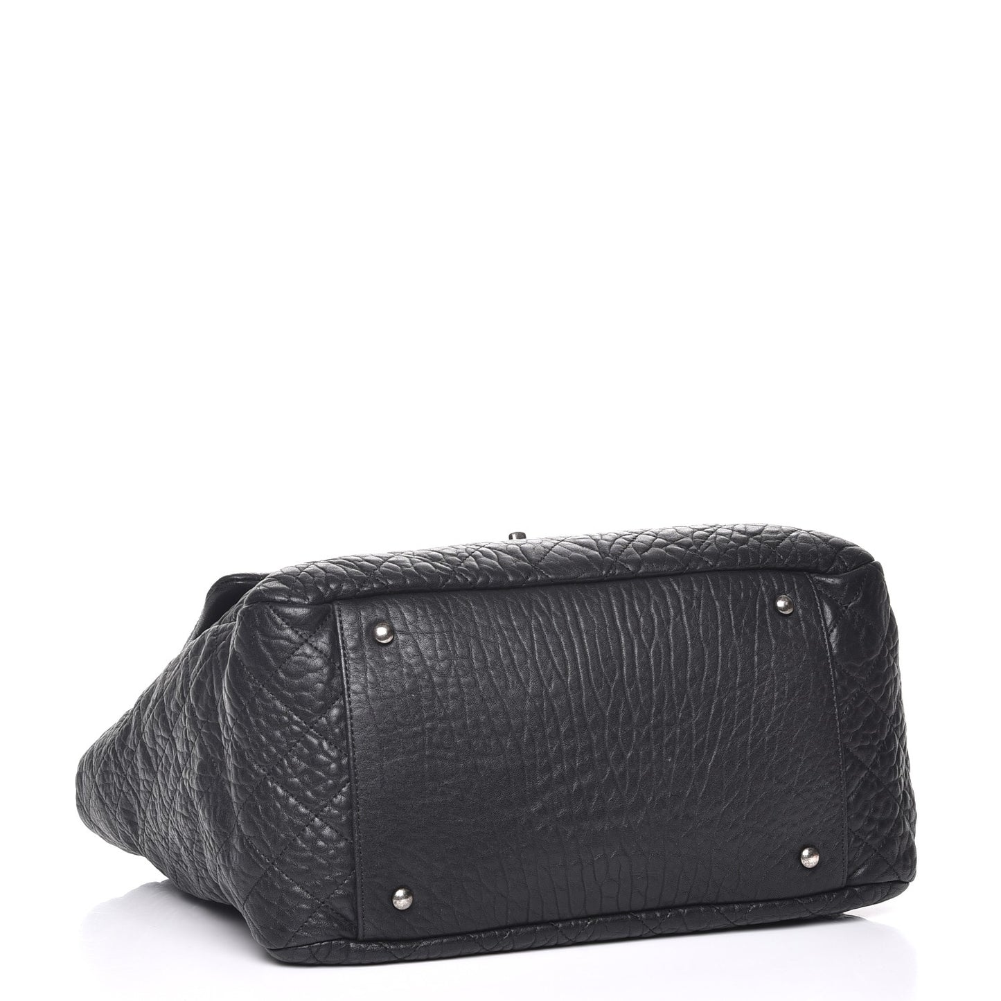 Crumpled Lambskin Quilted Large Tote Black