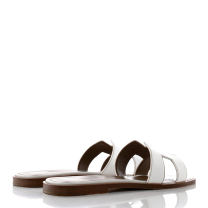 Hermes Box Calfskin Oran Sandals 38 White 4 of 13