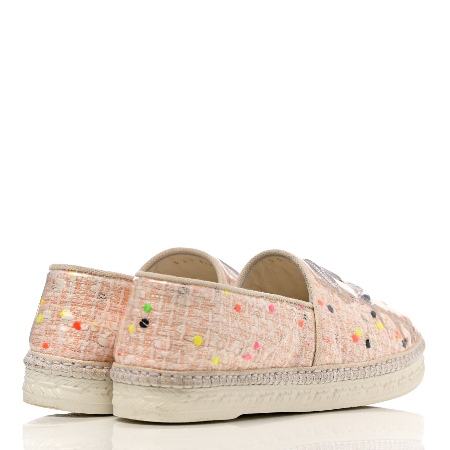 Chanel PVC Tweed CC Espadrilles 40 Coral White Transparent 4 of 9