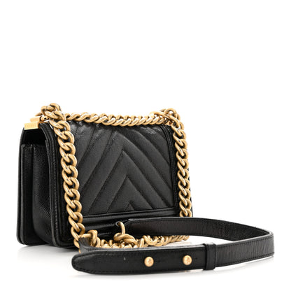 Chanel Caviar Chevron Quilted Small Boy Flap Black 3 of 22