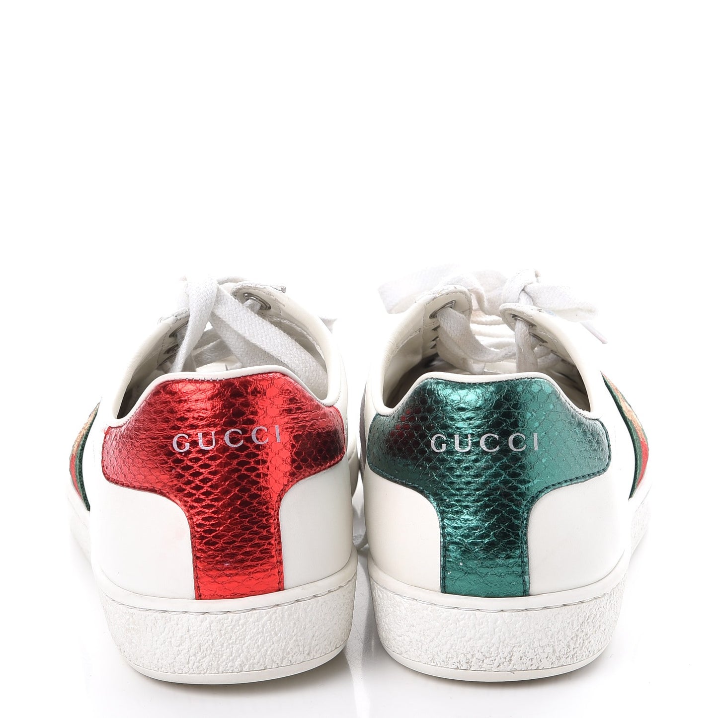 Calfskin Ayers Bee Embroidered Womens Ace Sneakers 37.5 White Green