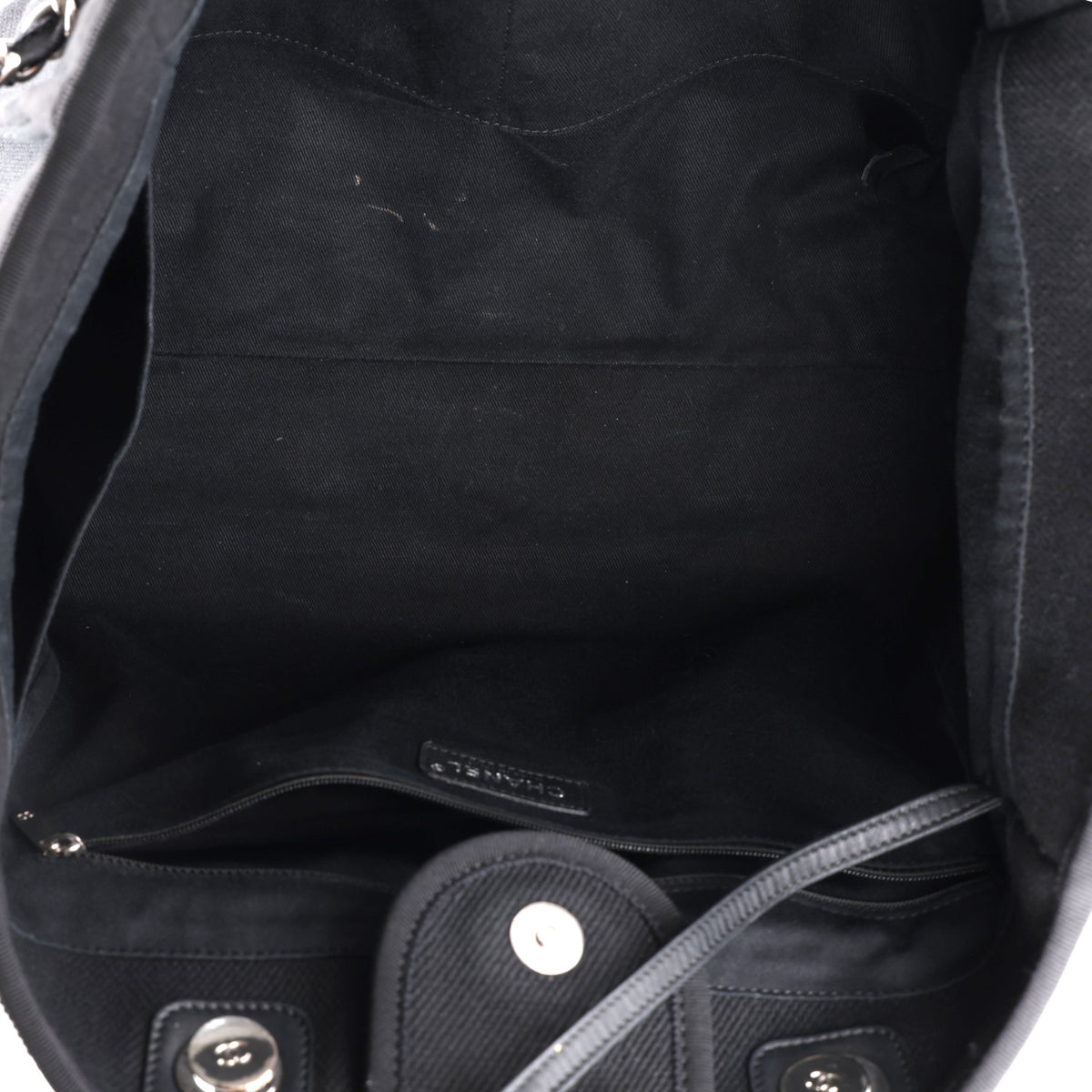 Chanel Canvas Pearl Medium Deauville Tote Black 5 of 10
