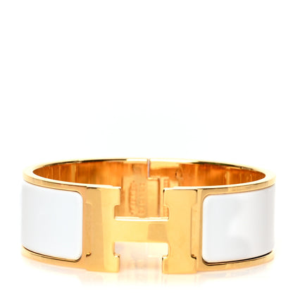 Hermes Enamel Wide Clic Clac H Bracelet PM White 1 of 5