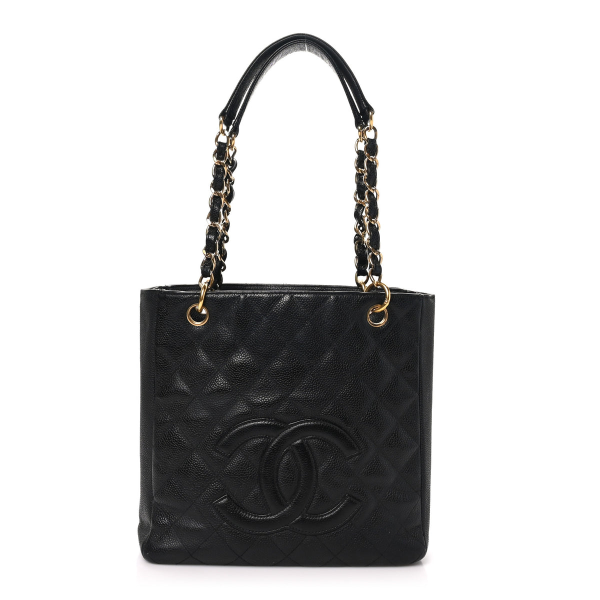 Caviar Quilted Petit Shopping Tote PST Black