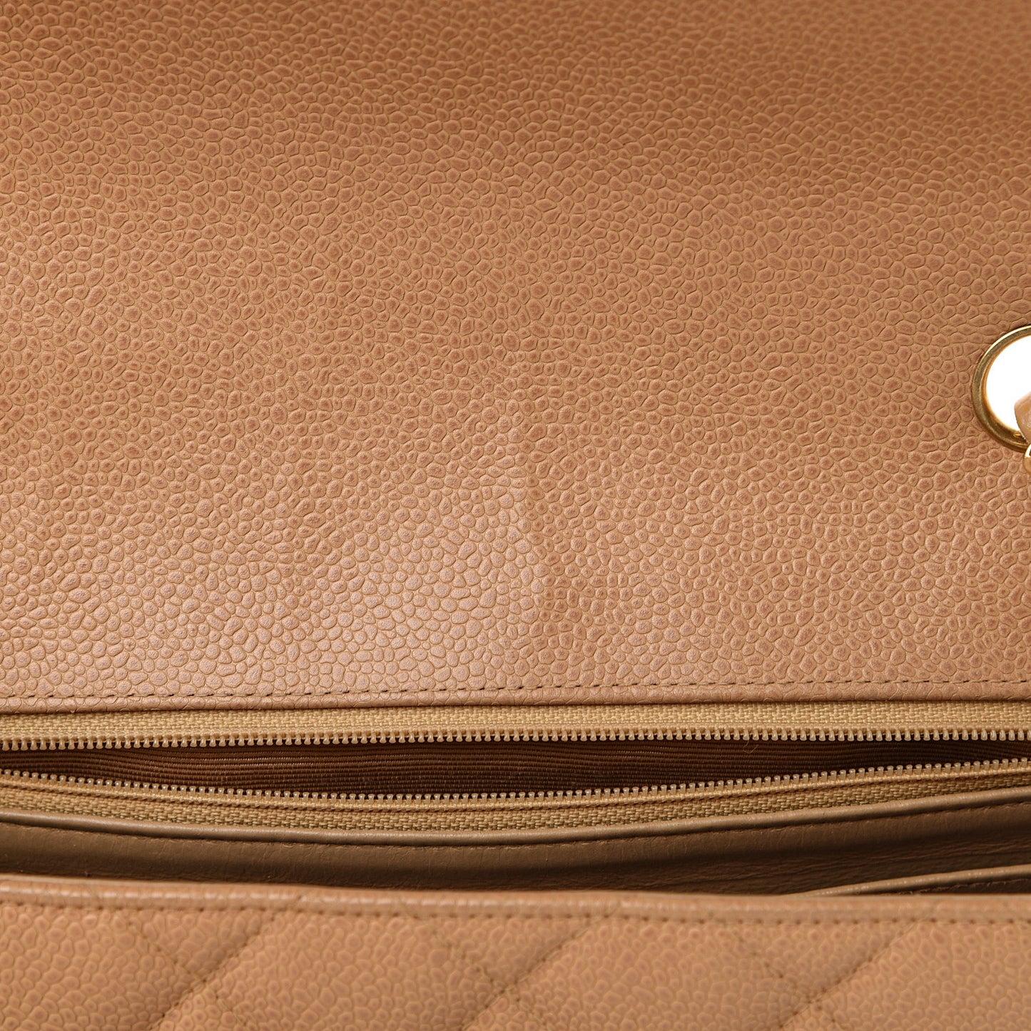 Caviar Quilted Medium Single Flap Beige