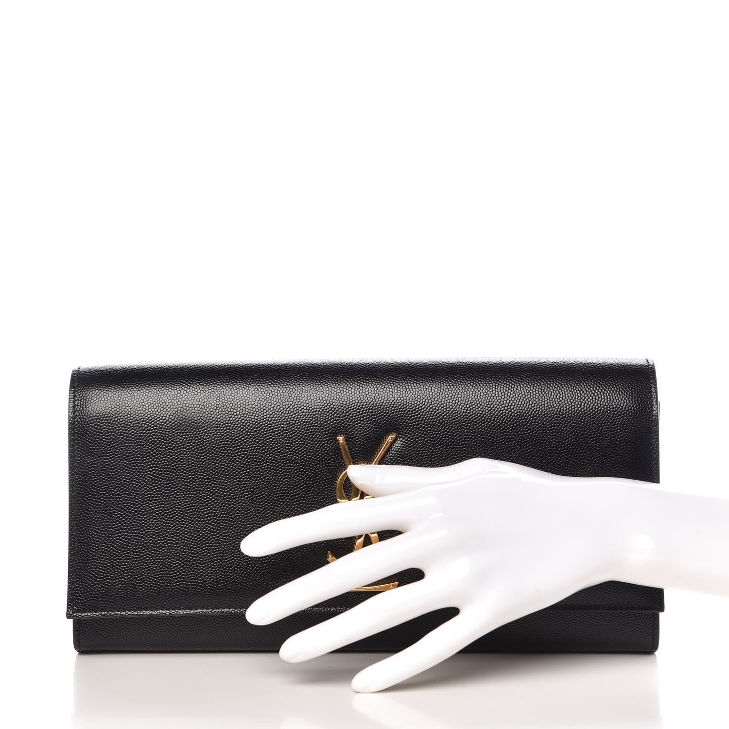 Saint Laurent Grain De Poudre Monogram Cassandre Clutch Black 2 of 13
