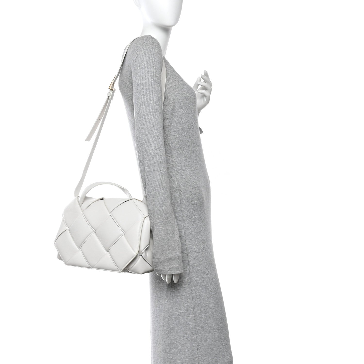 Bottega Veneta Nappa Intreccio Padded Top Handle Shoulder Bag White 3 of 30