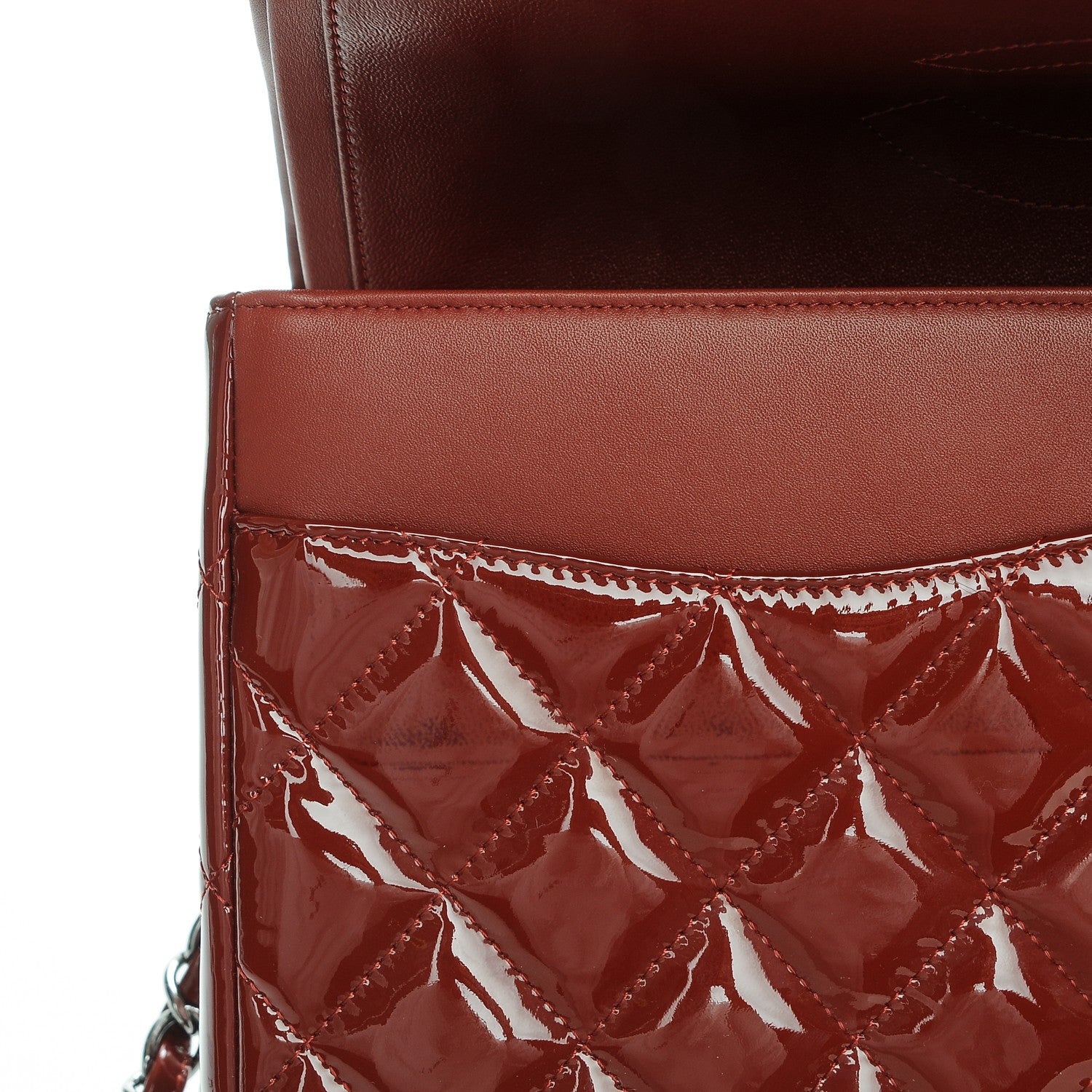 Chanel Patent Quilted Jumbo Double Flap Dark Red 10 of 11