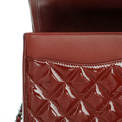 Chanel Patent Quilted Jumbo Double Flap Dark Red 10 of 11