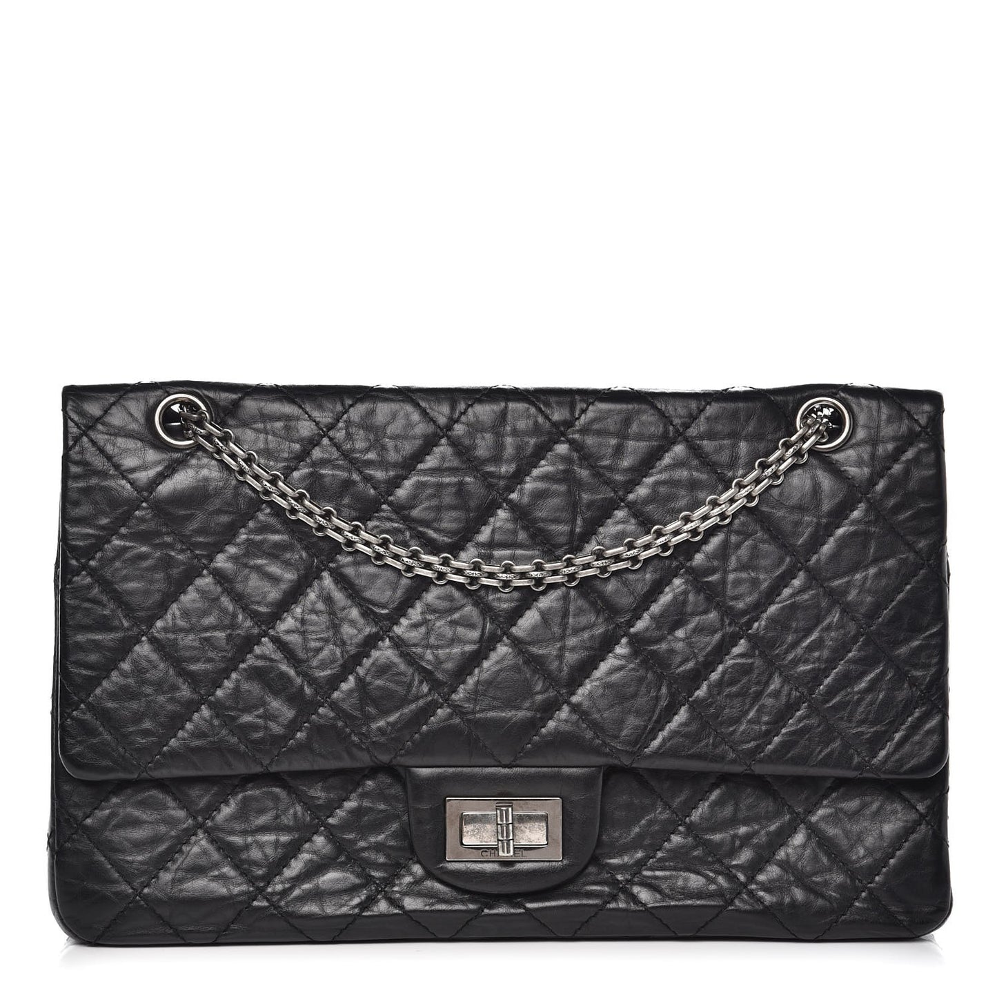 Aged Calfskin Quilted 2.55 Reissue 227 Flap Black