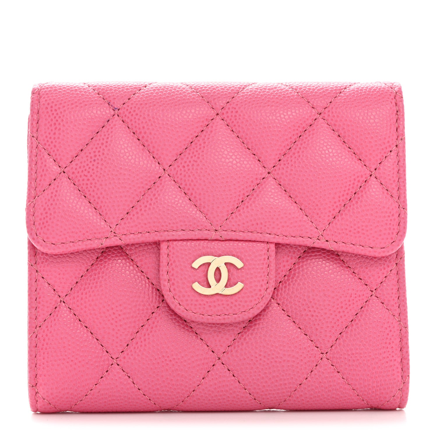 Chanel Caviar Quilted Compact Flap Wallet Pink 1 of 8