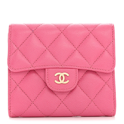 Chanel Caviar Quilted Compact Flap Wallet Pink 1 of 8