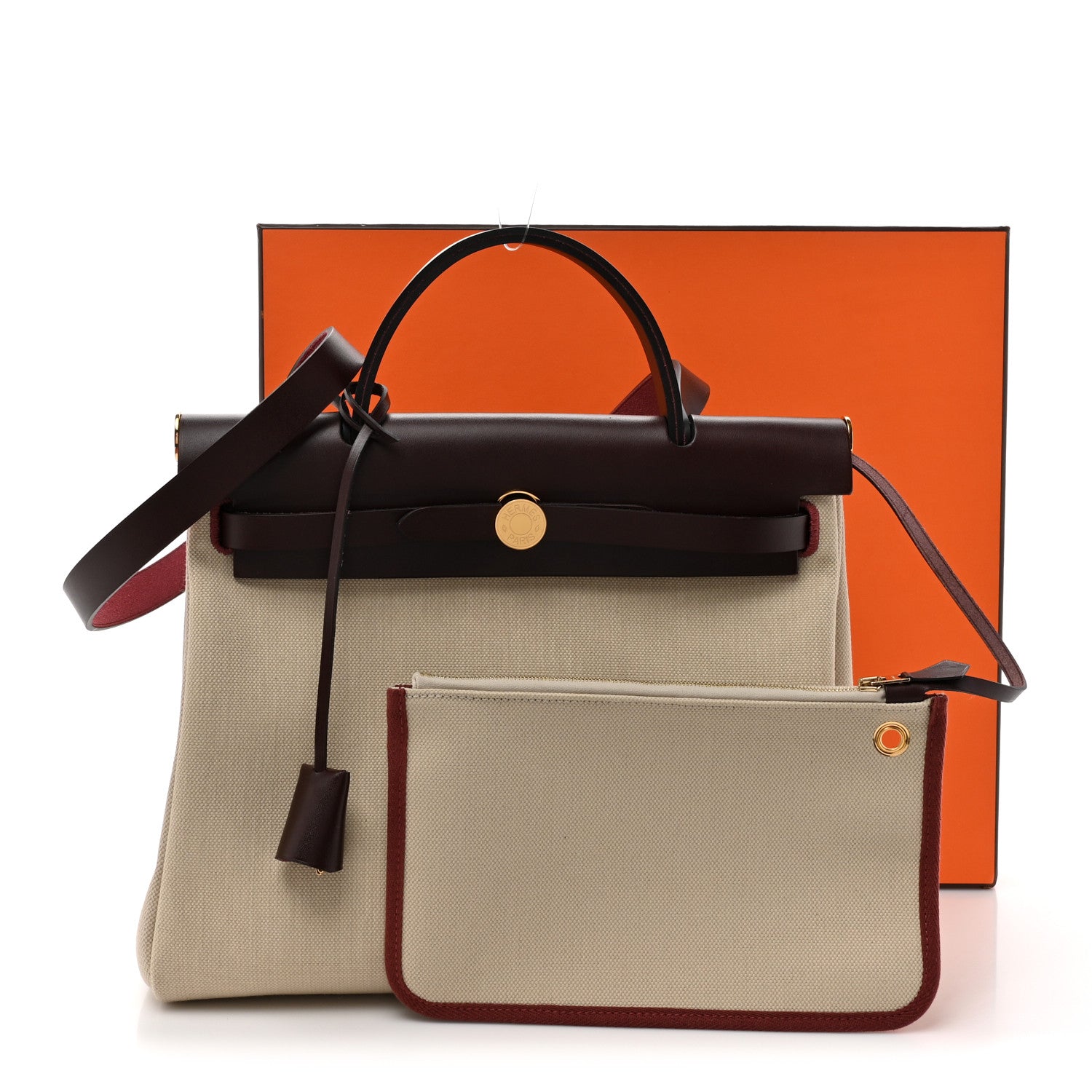 Hermes Military Toile Vache Hunter Herbag Zip Retourne 31 PM Beton Rouge Sellier 13 of 13