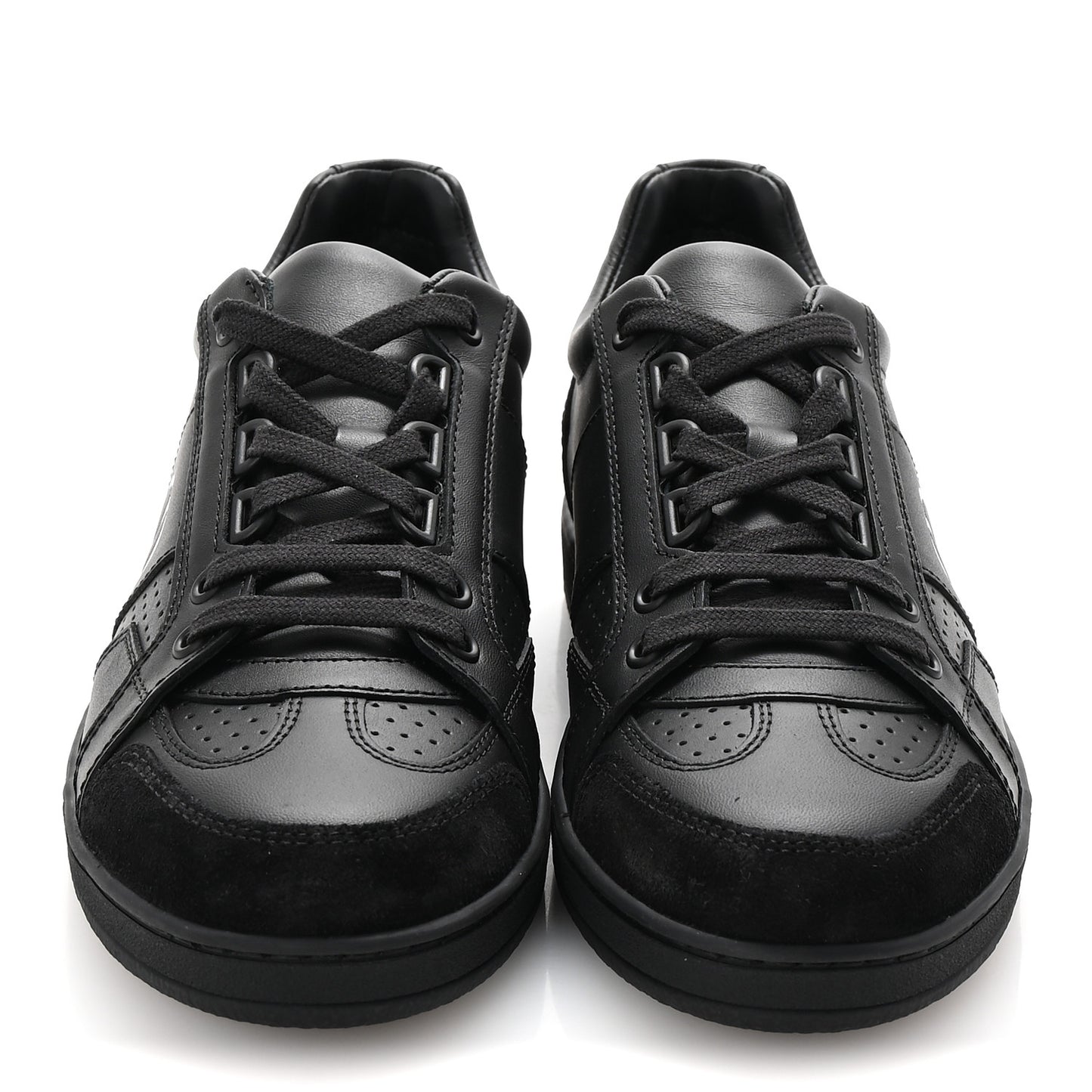 Calfskin Suede Logo Sneakers 36.5 Black