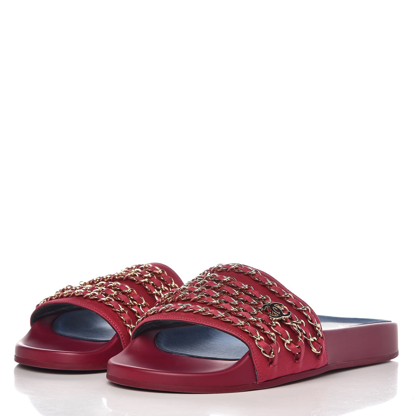 Satin Chain Flat Sandals 40 Dark Fuchsia