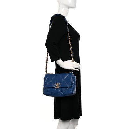 Chanel Goatskin Quilted Medium Chanel 19 Flap Dark Blue 2 of 14