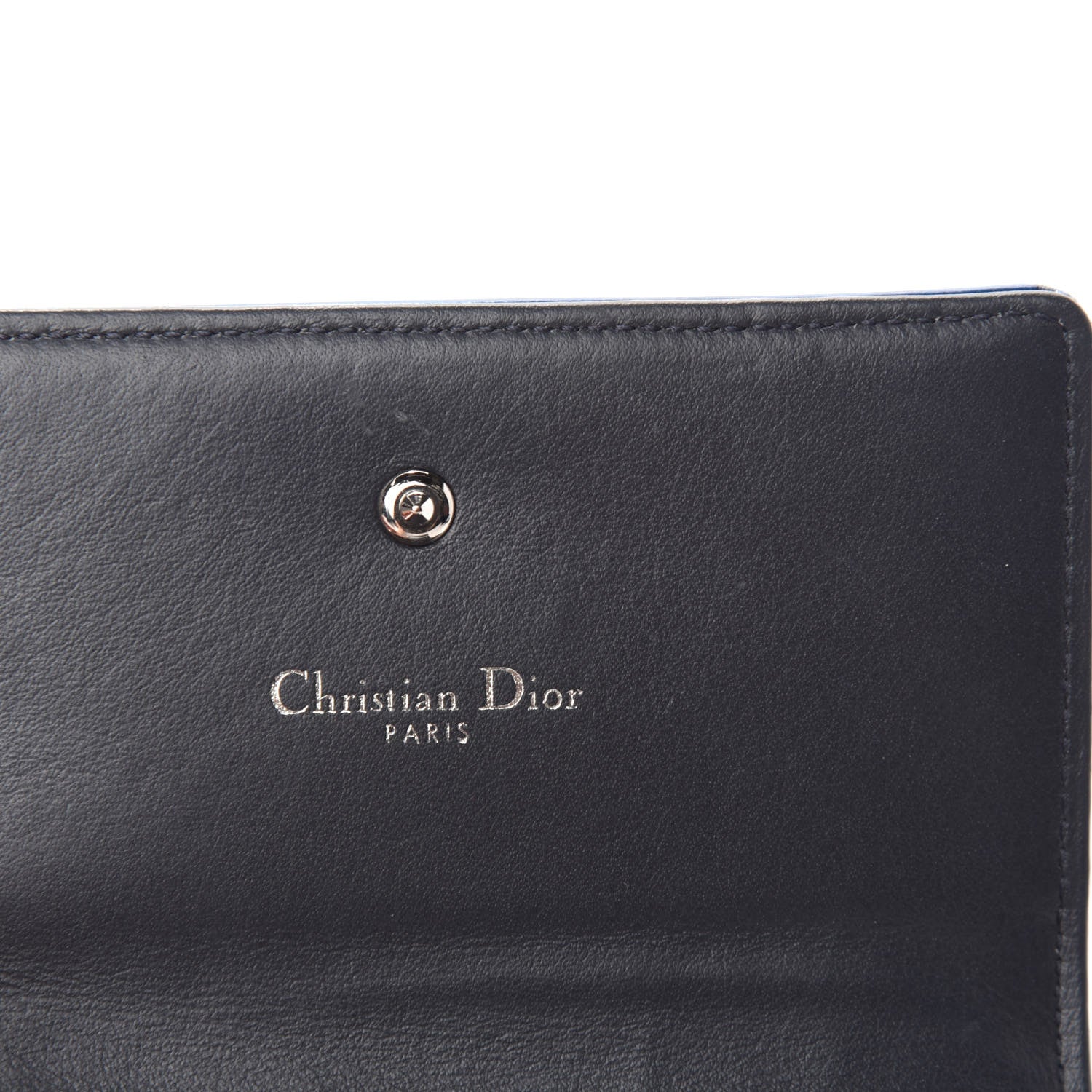Christian Dior Metallic Patent Micro-Cannage Diorama Elancee Wallet Mirror Blue 10 of 11