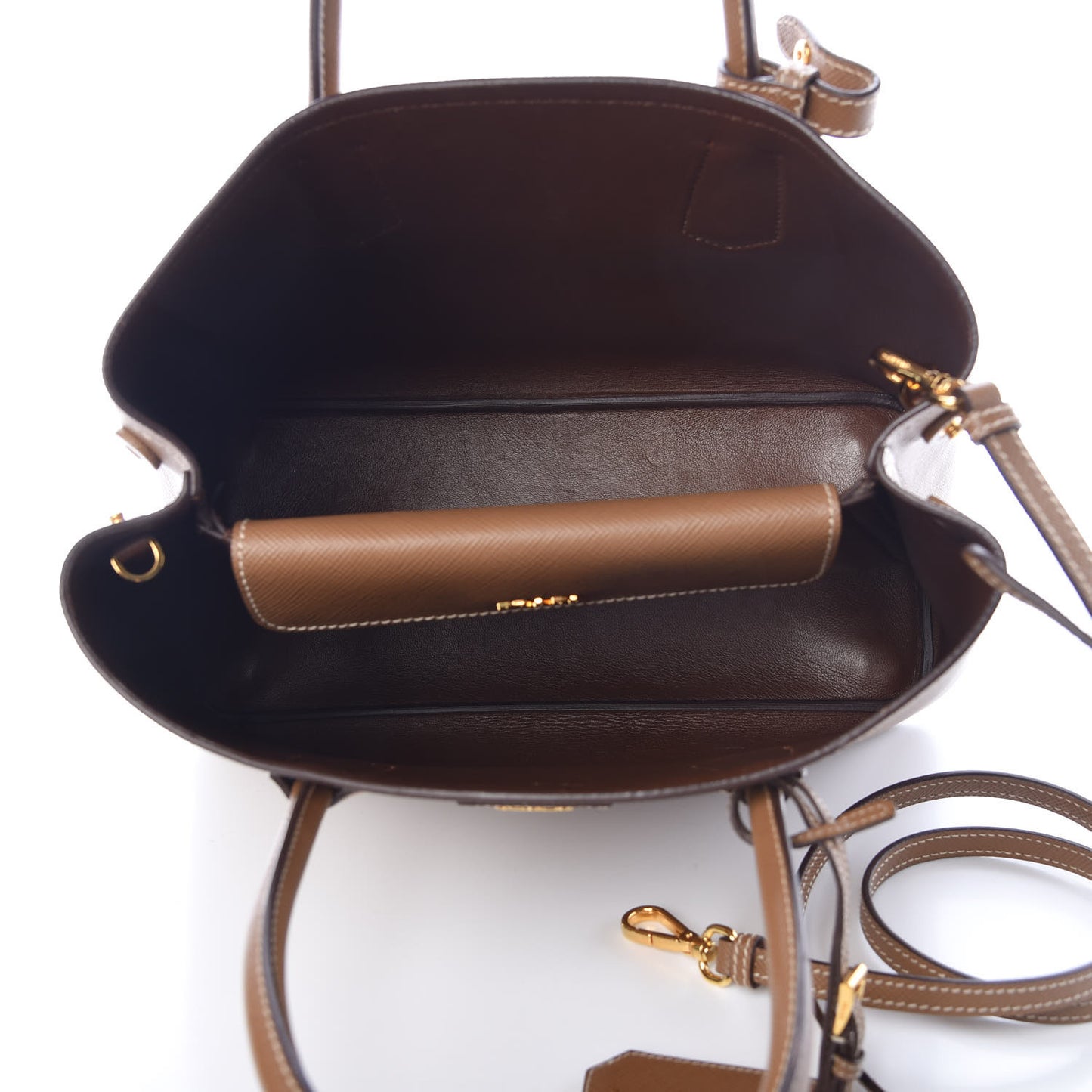 Saffiano Cuir Medium Double Bag Cannella Cocco