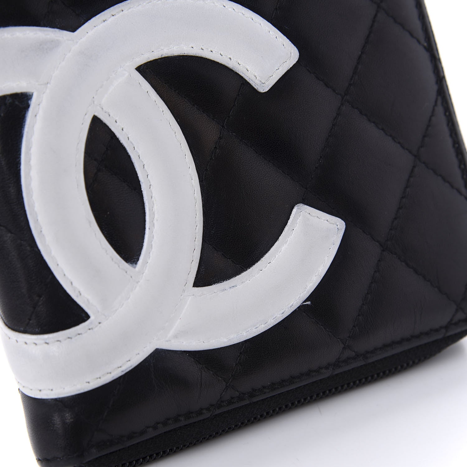 Chanel Calfskin Cambon Zip Around Organizer Wallet Black White 9 of 17