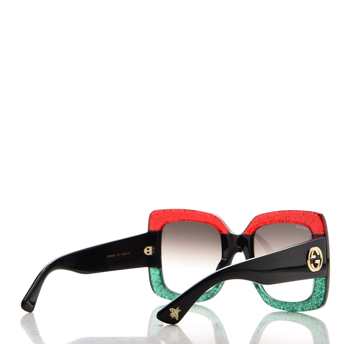Square Frame GG0083S Sunglasses Glitter Red Black Green