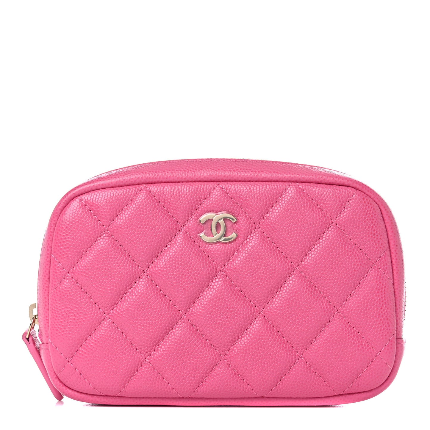 Caviar Quilted Small Curvy Pouch Cosmetic Case Pink