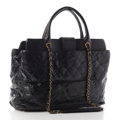 Chanel Glazed Calfskin Stingray Large Bindi CC Tote Black 2 of 11