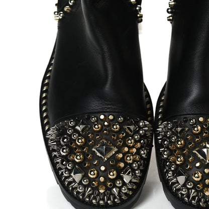 Christian Louboutin Calfskin Studded Chasse A Clou Flat Chelsea Boots 41 Black 10 of 11
