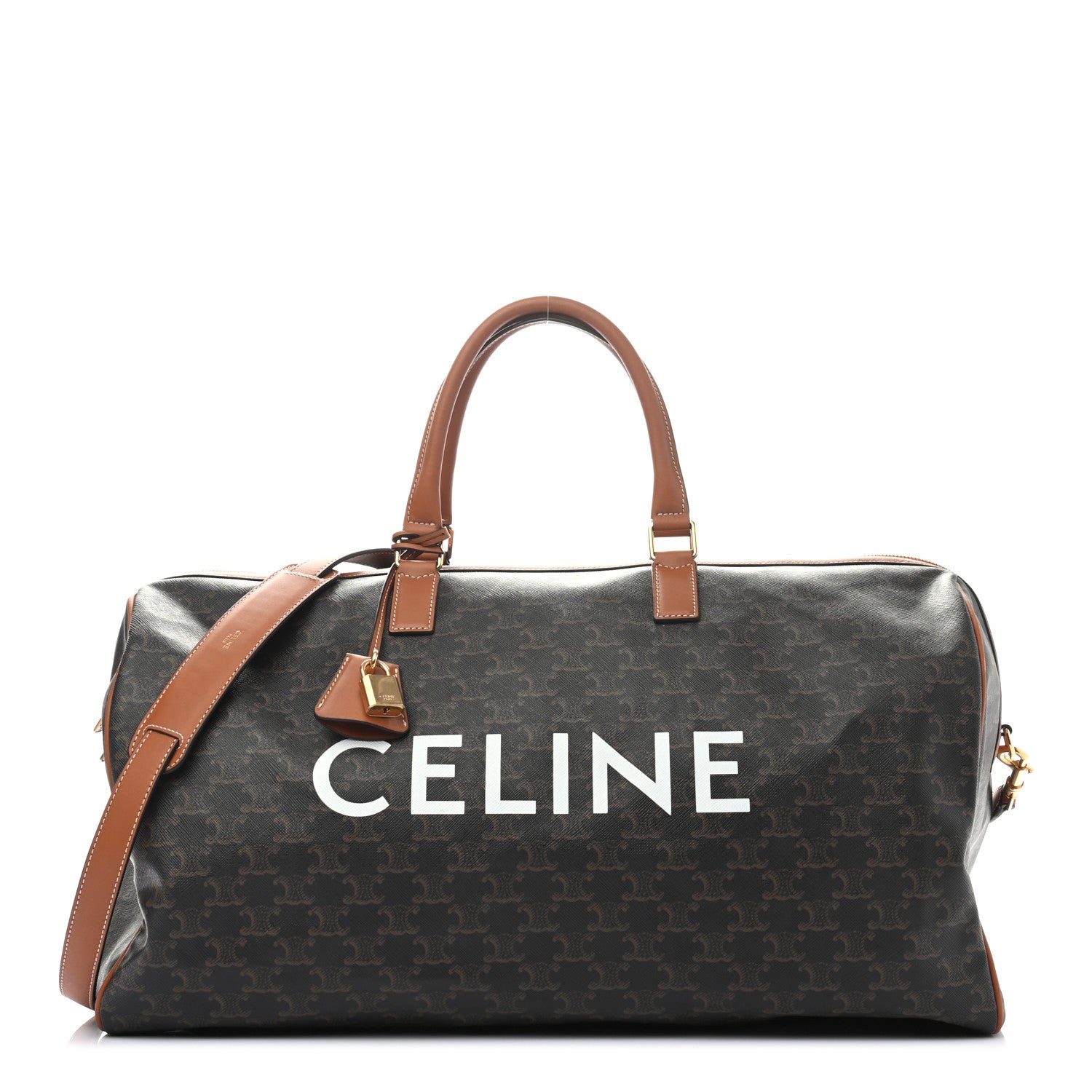 Celine Triomphe Canvas Large Voyage Duffle Tan 1 of 8