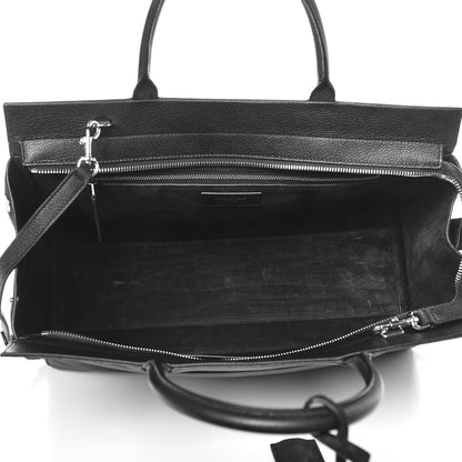 Saint Laurent Grained Calfskin Suede Medium Cabas Rive Gauche Black 6 of 8