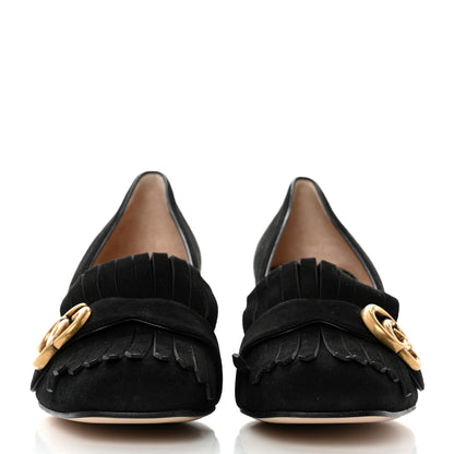Gucci Kid Scamosciato GG Marmont Fringe 50mm Loafer Pumps 39 Black 2 of 9