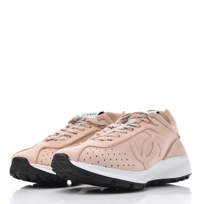 Chanel Suede Goatskin CC Sneakers 38 Light Pink 3 of 9