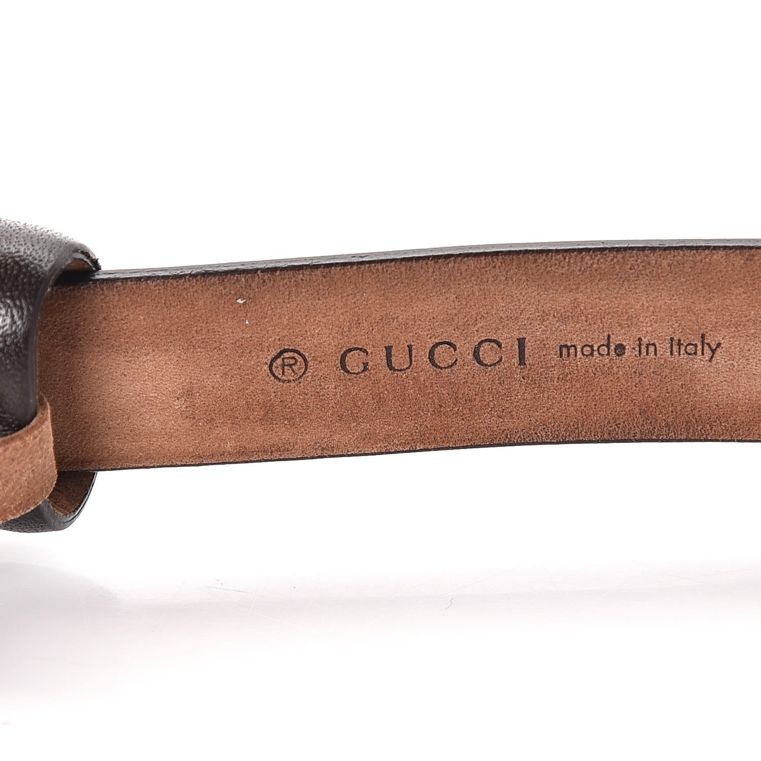 Gucci Calfskin Horsebit Skinny Belt 80 32 Dark Brown 4 of 7