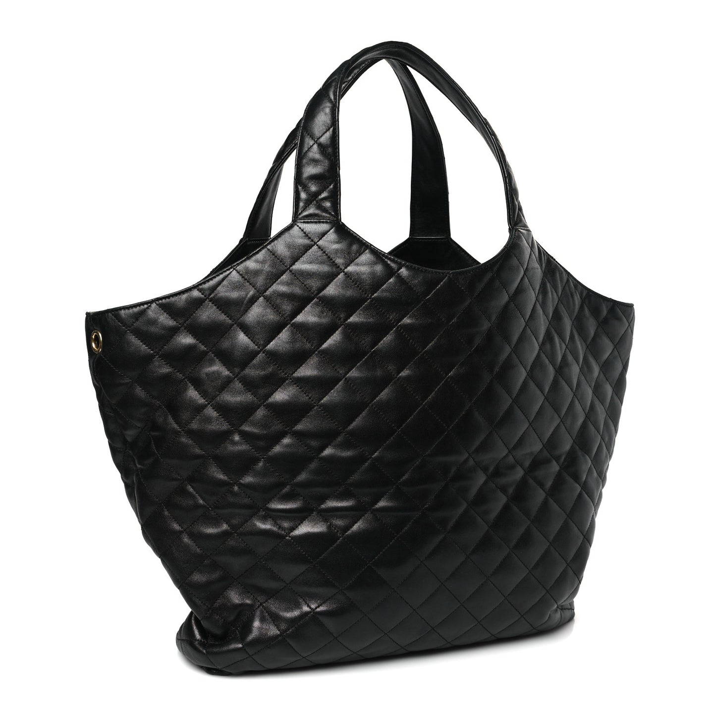 Lambskin Quilted Maxi Icare Shopping Tote Black